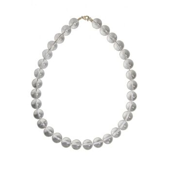 Collier Cristal de roche - Pierres boules 14mm - 39 cm- Fermoir argent 2