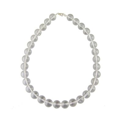 Collar de cristal de roca - Piedras bola de 14 mm - 42 cm - Cierre de plata