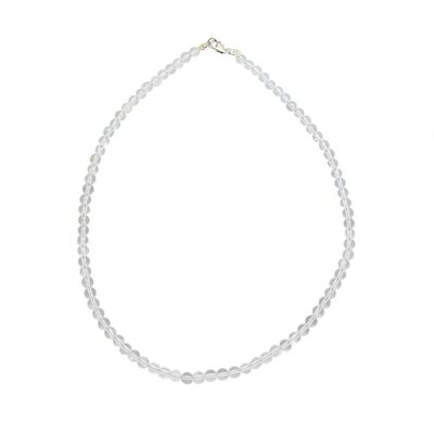 Rock crystal necklace - 6mm ball stones - 39 cm - Silver clasp