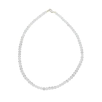 Collier Cristal de roche - Pierres boules 6mm - 42 cm- Fermoir argent 1