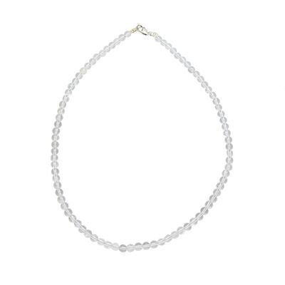 Collier Cristal de roche - Pierres boules 6mm - 42 cm- Fermoir argent