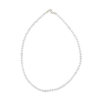 Collier Cristal de roche - Pierres boules 6mm - 48 cm- Fermoir argent 2