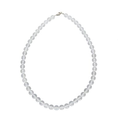 Rock crystal necklace - 8mm ball stones - 39 cm - Silver clasp