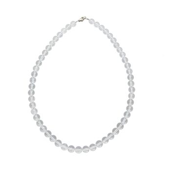 Collier Cristal de roche - Pierres boules 8mm - 48 cm- Fermoir argent 1