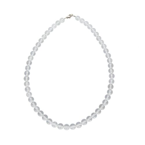 Collier Cristal de roche - Pierres boules 8mm - 56 cm- Fermoir or