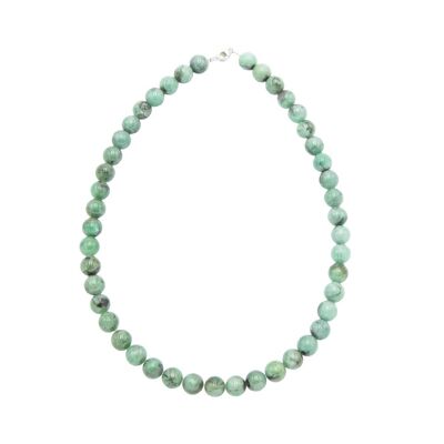 Emerald necklace - 10mm ball stones - 39 cm - Silver clasp