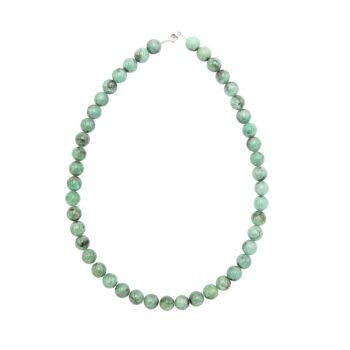 Collier Emeraude - Pierres boules 10mm - 100 cm- Fermoir or 2