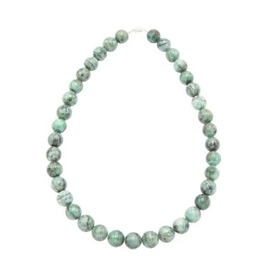 Emerald necklace - 12mm ball stones - 56 cm - Gold clasp