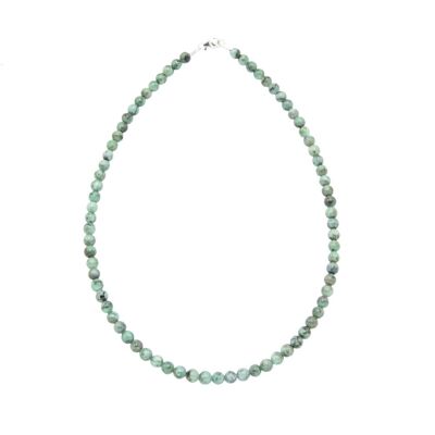 Collana di smeraldi - Pietre a sfera da 6 mm - 39 cm - Chiusura in argento
