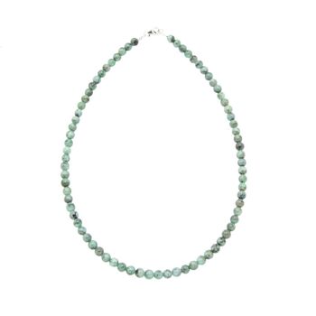 Collier Emeraude - Pierres boules 6mm - 39 cm- Fermoir argent 1