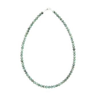 Collier Emeraude - Pierres boules 6mm - 39 cm- Fermoir argent 2