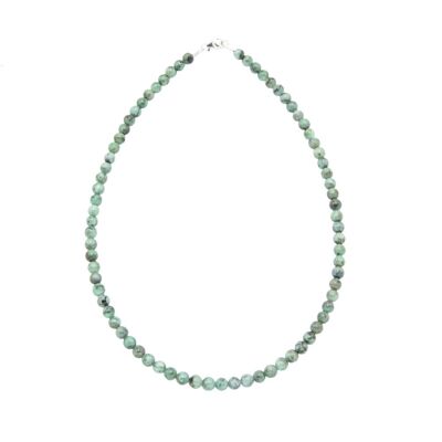 Collier Emeraude - Pierres boules 6mm - 42 cm- Fermoir argent