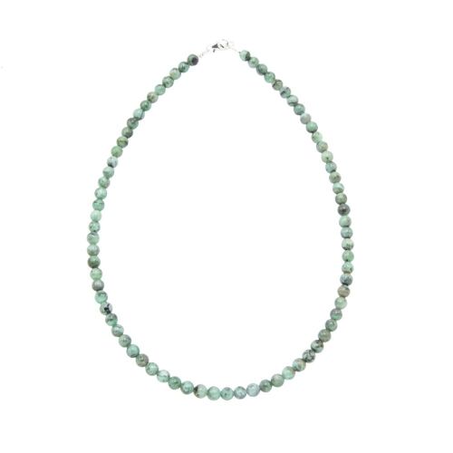 Collier Emeraude - Pierres boules 6mm - 48 cm- Fermoir or