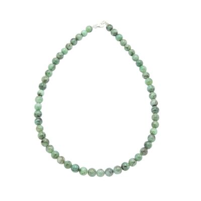 Collana di smeraldi - Pietre a sfera 8mm - 42 cm - Chiusura in argento