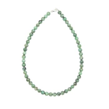 Collier Emeraude - Pierres boules 8mm - 42 cm- Fermoir or 2