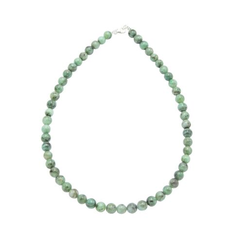 Collier Emeraude - Pierres boules 8mm - 48 cm- Fermoir or