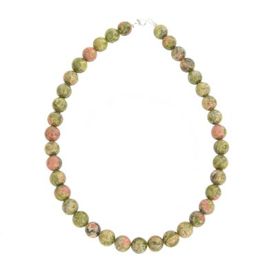 Collier Epidote - Pierres boules 12mm - 48 cm- Fermoir or