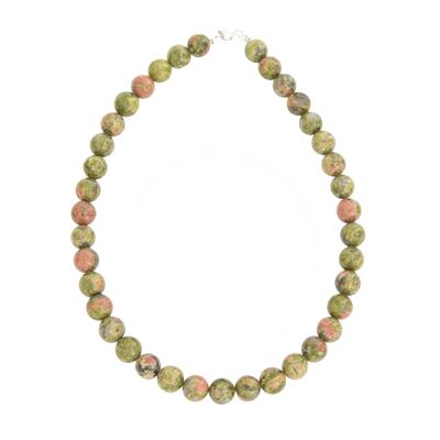 Collana Epidote - Pietre a sfera 12mm - 56 cm - Chiusura in oro