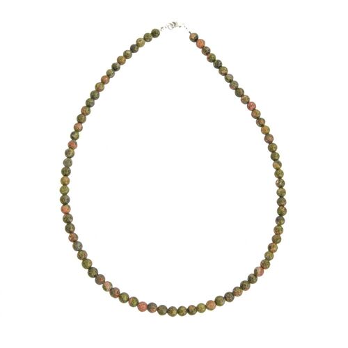 Collier Epidote - Pierres boules 6mm - 42 cm- Fermoir argent