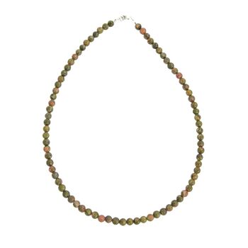 Collier Epidote - Pierres boules 6mm - 42 cm- Fermoir argent 1