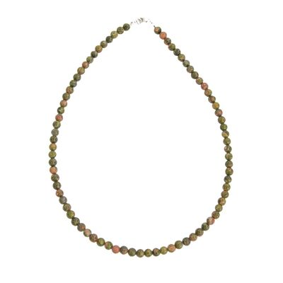 Collier Epidote - Pierres boules 6mm - 42 cm- Fermoir or