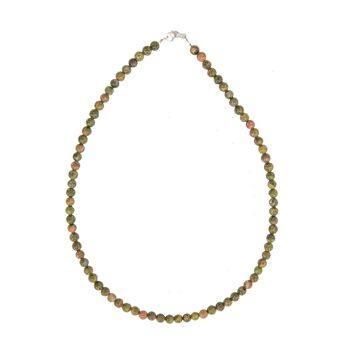 Collier Epidote - Pierres boules 6mm - 48 cm- Fermoir argent 2