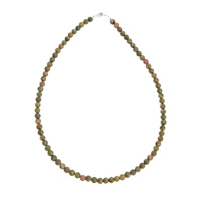 Epidot-Halskette – 6 mm Kugelsteine – 78 cm – Silberverschluss
