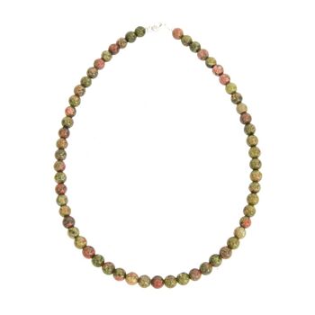 Collier Epidote - Pierres boules 8mm - 56 - FA 1