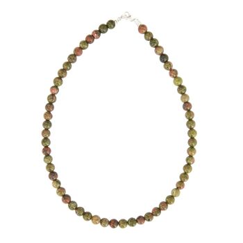 Collier Epidote - Pierres boules 8mm - 56 - FA 2