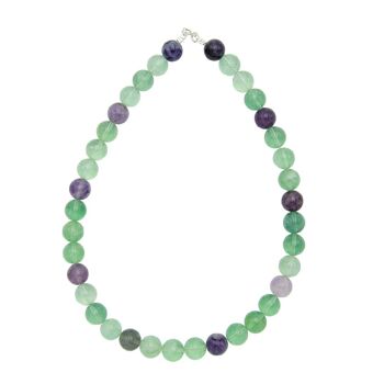 Collier Fluorine multicolore - Pierres boules 12mm - 100 cm- Fermoir argent 2