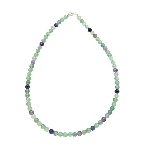 Collier Fluorine multicolore - Pierres boules 6mm - 39 cm- Fermoir or