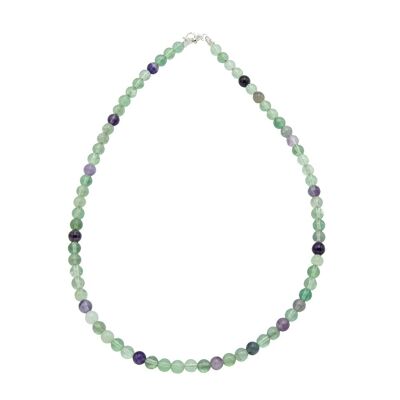 Collier Fluorine multicolore - Pierres boules 6mm - 42 cm- Fermoir or