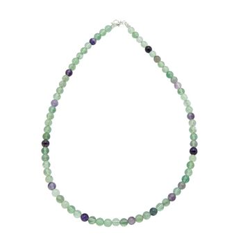 Collier Fluorine multicolore - Pierres boules 6mm - 78 cm- Fermoir or 1