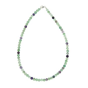 Collier Fluorine multicolore - Pierres boules 6mm - 78 cm- Fermoir or 2