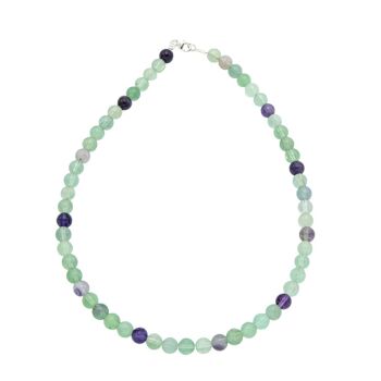 Collier Fluorine multicolore - Pierres boules 8mm - 42 cm- Fermoir argent 1