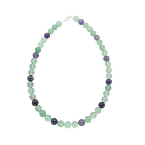 Collier Fluorite multicolore - Pierres boules 10mm - 39 cm- Fermoir or