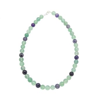 Collier Fluorite multicolore - Pierres boules 10mm - 39 cm- Fermoir or 1