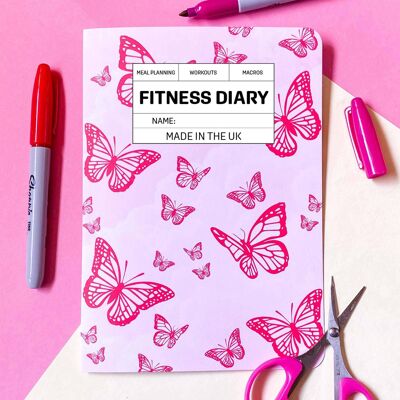 Fitness-Journal mit Schmetterlingen