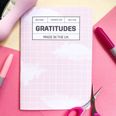 Diario della gratitudine con assegni e nuvole
