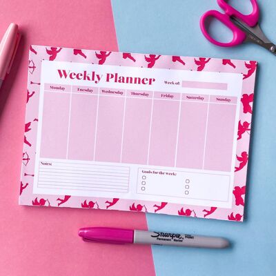 Agenda settimanale A4 con putti rosa e rossi
