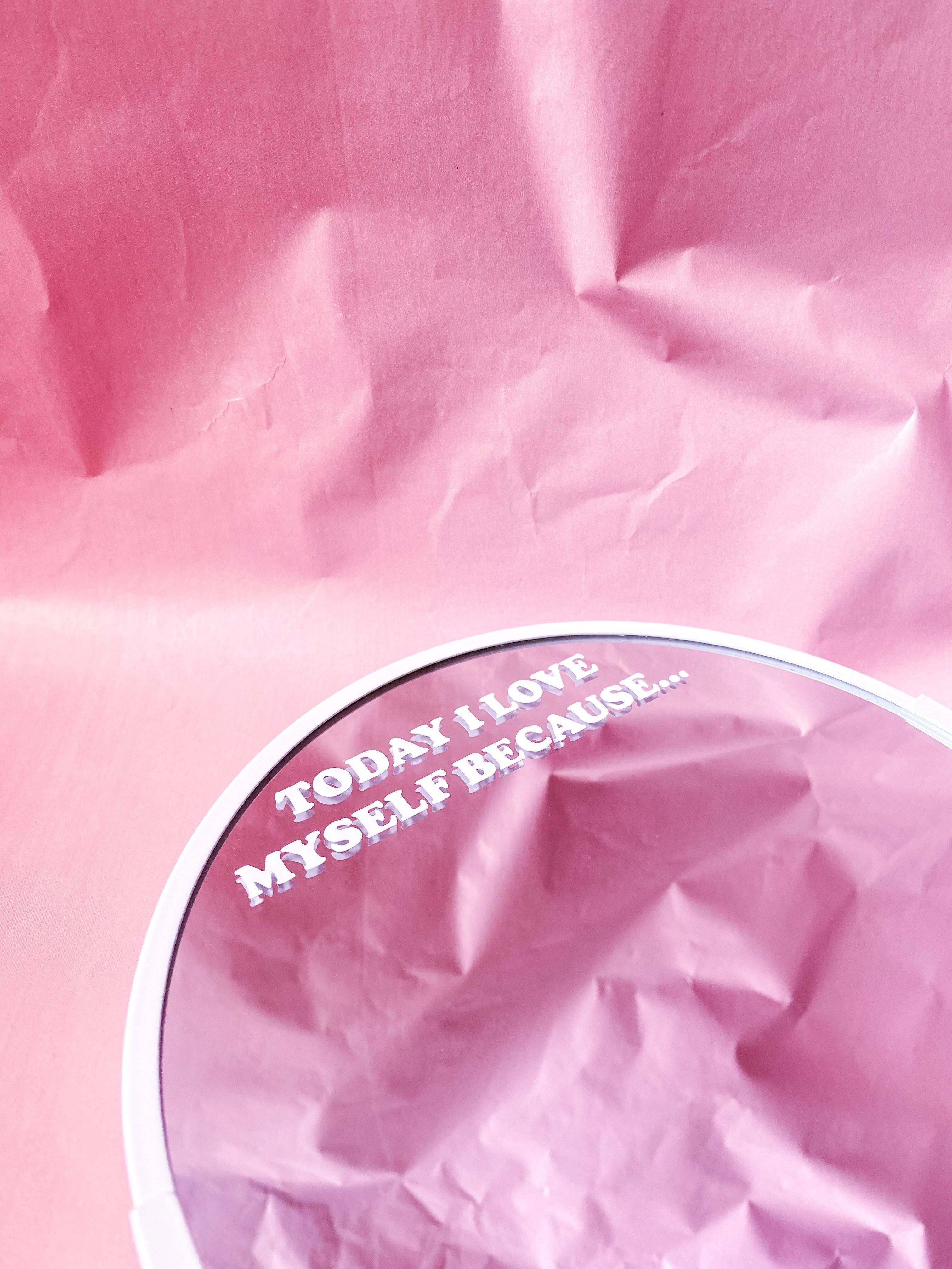 Heute liebe ich mich, weil... Spiegelaufkleber M