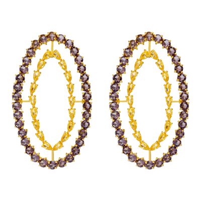 Amber and Violet Rivoli Earrings