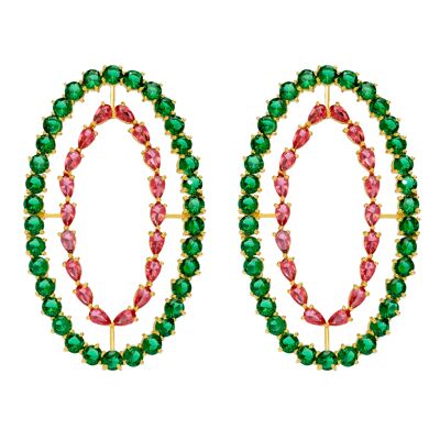 Fuchsia and Green Rivoli Earrings