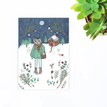 carte un chat en hiver 2