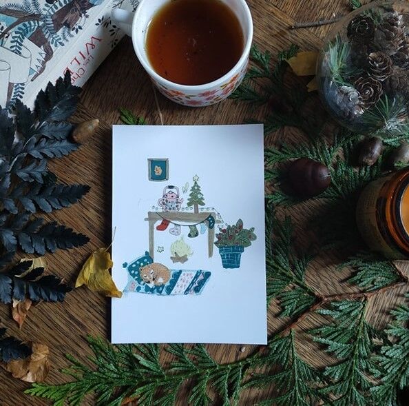 tarjeta de navidad zorro