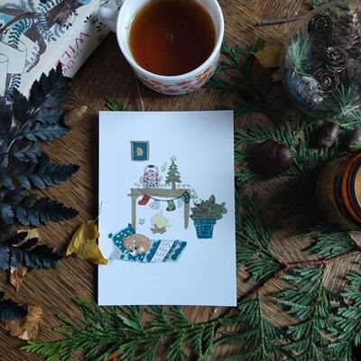 tarjeta de navidad zorro