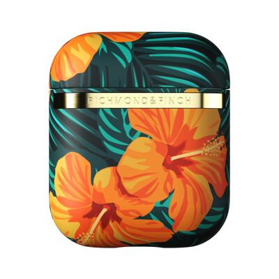 Orange Hibiscus Airpod Case