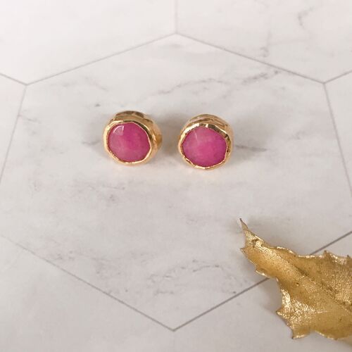 Jade Studs - Pink Jade (SN036)