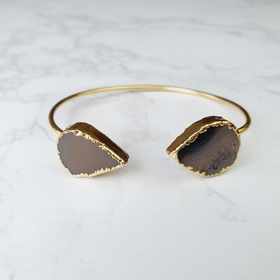 Samya Double agate Bangles - Teardrop grey agate (SN052)