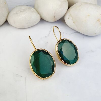 Emerald Cat's eye drop Earrings (SN062)